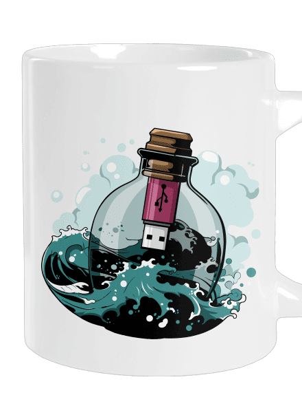 USB vzkaz v láhvi velký hrnek White