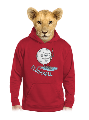 Floorball dětská mikina klokanka Fire Red