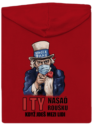 Nasaď roušku pánská mikina na zip Red