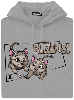 Kočičí horoskop: Blíženci pánská mikina klokanka Light Melange