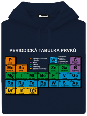 Periodická tabulka pánská mikina klokanka Navy