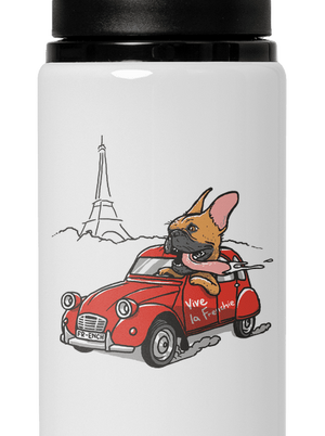 Francouzský buldoček lahev na vodu White