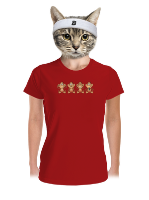 Opička s mobilem dámské sportovní tričko Red Mal