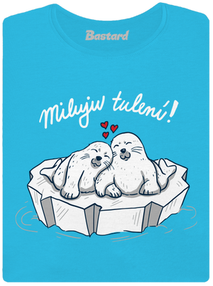 Miluju tulení dámské tričko s lemem Blue Atol