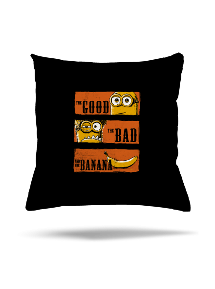 Hodný zlý a banán polštář Black