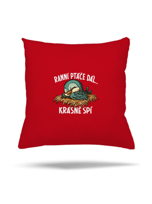 Ranní ptáče spí polštář Red