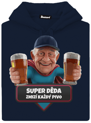 Super děda pánská mikina klokanka Navy