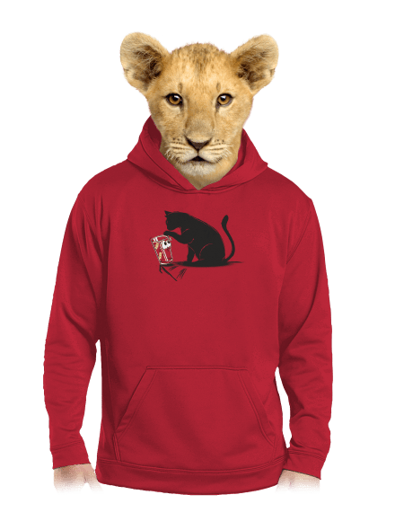 Kočka a sklenice dětská mikina klokanka Fire Red