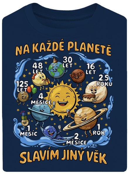 Věk na planetách unisex tričko oversized Midnight Blue