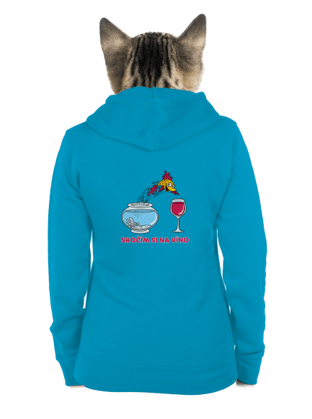 Skočím si na víno dámská mikina na zip Blue Atol