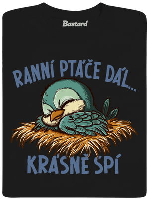 Ranní ptáče spí dětské tričko Black