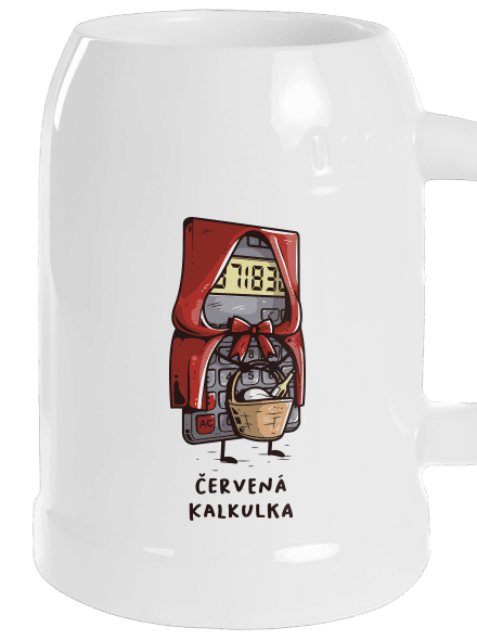 Červená kalkulka půllitr White