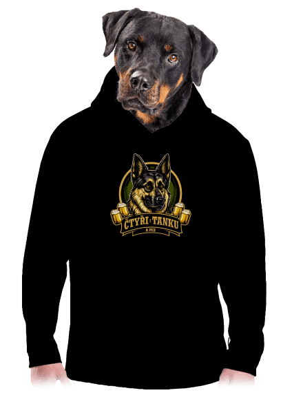 Čtyři z tanku a pes pánská mikina klokanka Black