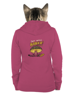 Babka a hříbeček dámská mikina na zip Magenta