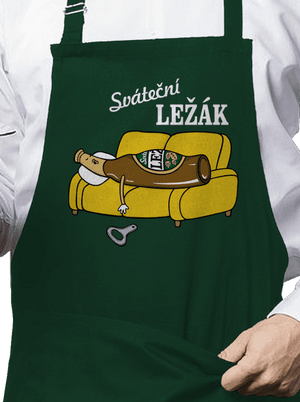 Sváteční ležák zástěra Bottle Green