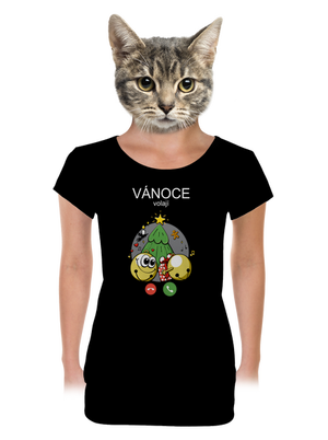 Vánoce volají dámské tričko s lemem Black