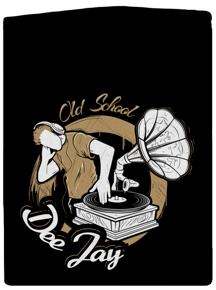 Old School DJ pánská mikina na zip Black