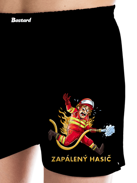 Zapálený hasič a hasička pánské trenky Black