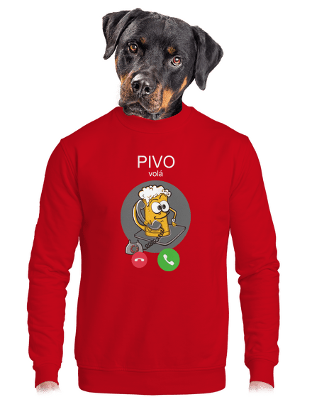 Pivo volá unisex mikina bez kapuce Red