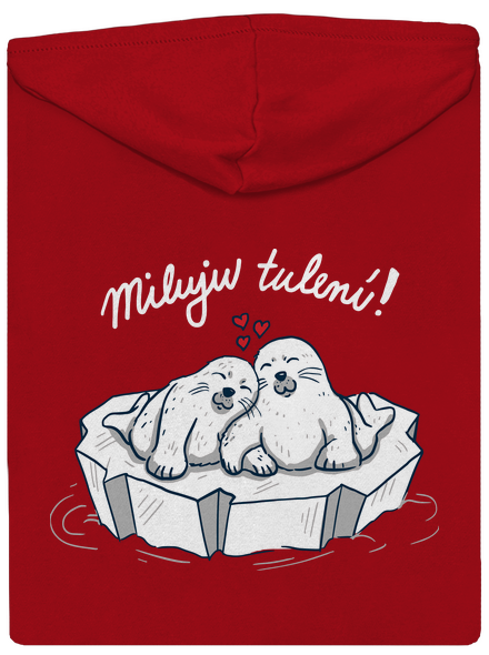 Miluju tulení pánská mikina na zip Red