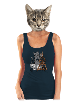 Kočka přede dámské tílko klasické Navy