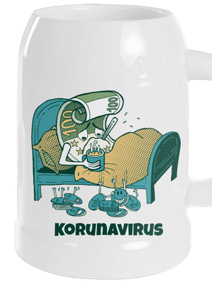 Korunavirus v posteli půllitr White