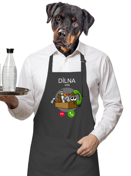 Dílna volá zástěra Dark Grey