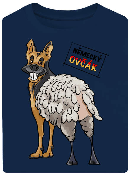 Německý ovčák unisex tričko oversized Midnight Blue