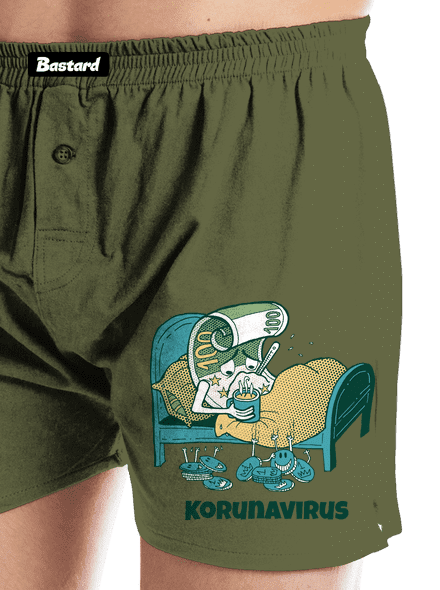 Korunavirus v posteli pánské trenky Khaki