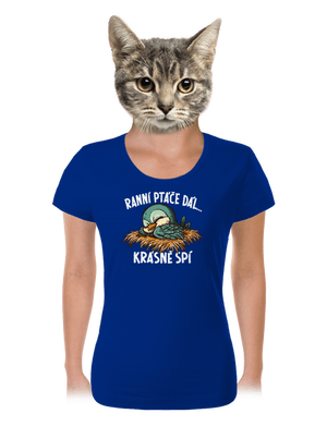 Ranní ptáče spí dámské tričko Royal Blue Mal