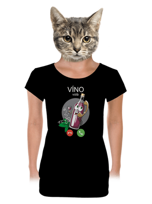 Červené víno volá dámské tričko s lemem Black