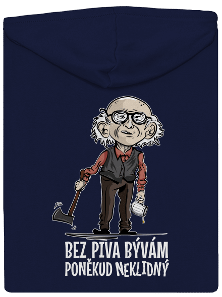 Neklidný bez piva pánská mikina na zip Navy