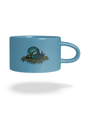 Ranní ptáče spí hrnek makronka Blue Macaron