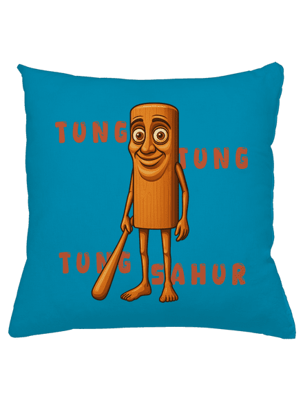 Tung Tung Tung Sahur – Italian Brainrot polštář Blue Turquoise