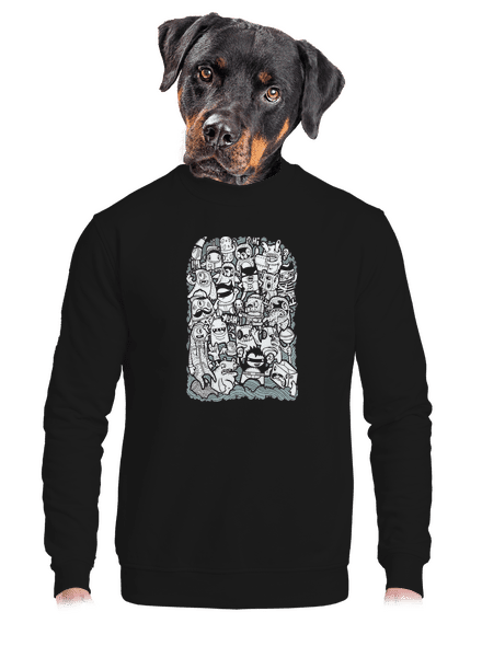 Doodle unisex mikina bez kapuce Black
