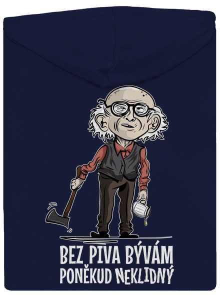 Neklidný bez piva pánská mikina na zip Navy