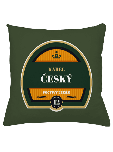 Pivní etiketa polštář Olive Green