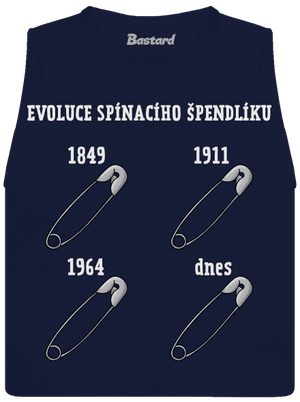 Evoluce spínacího špendlíku dámské tílko volné Navy