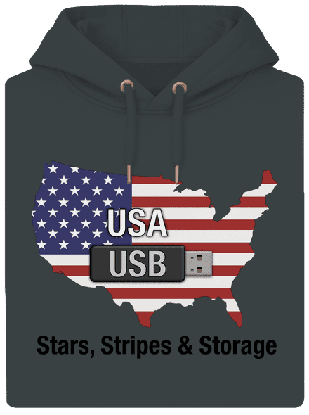 USA a USB unisex mikina premium Charcoal