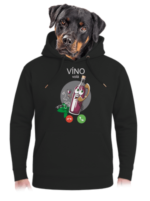 Červené víno volá unisex mikina premium Dark Black