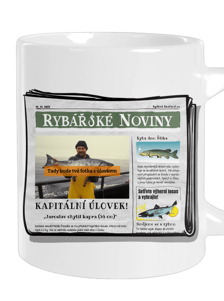 Rybářské noviny velký hrnek White