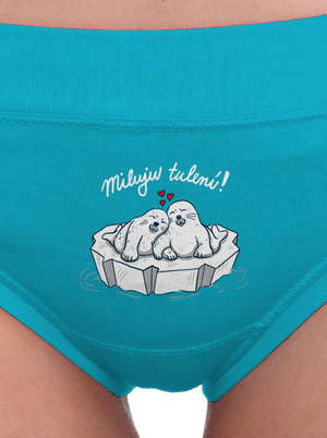 Miluju tulení dámské kalhotky Turquoise
