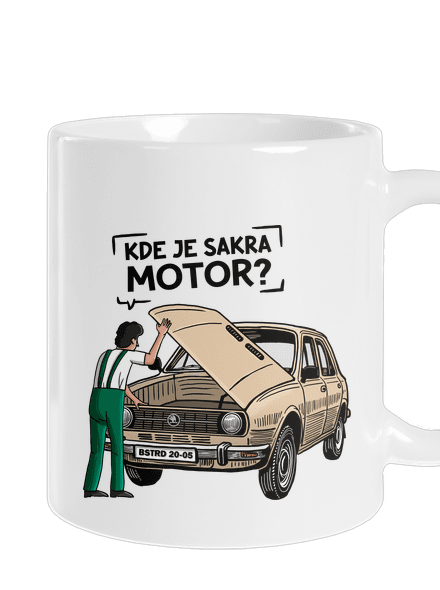 Kde je motor? klasický hrnek White