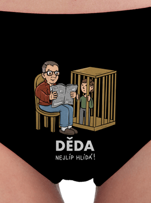 Děda hlídá dámské kalhotky Black