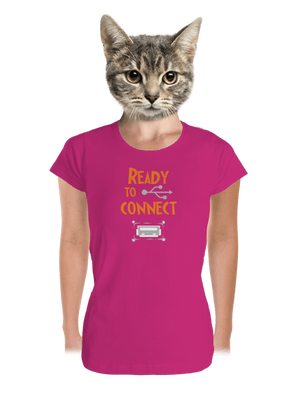 USB připojení dámské tričko premium Magenta