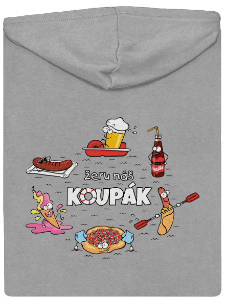 Český koupák pánská mikina na zip Light Melange