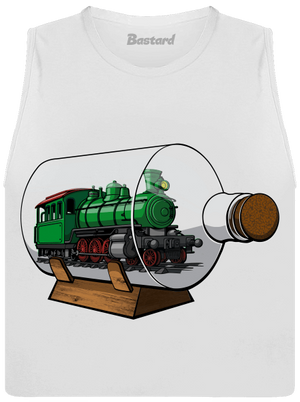 Lokomotiva v láhvi dámské tílko volné White