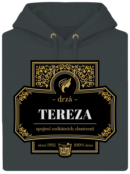 Alkoholová etiketa unisex mikina premium Charcoal