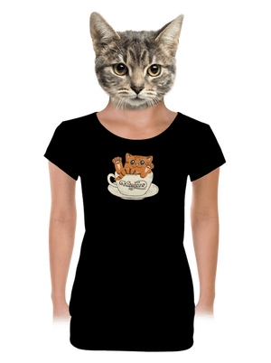 Kapučičíno dámské tričko s lemem Black