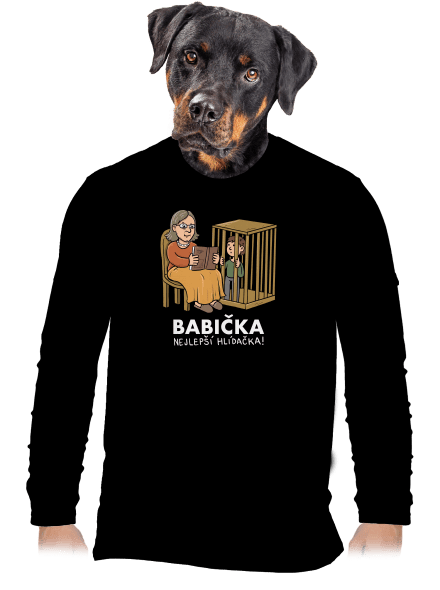 Babička hlídačka pánské dlouhý rukáv Black
